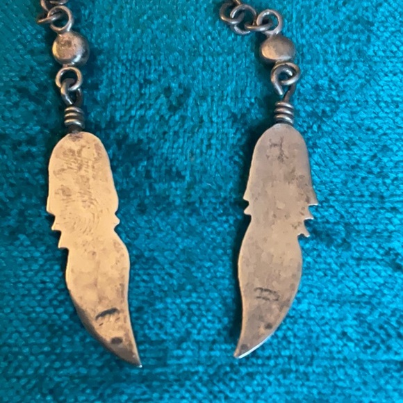 Vintage sterling silver feather earrings - Picture 3 of 3